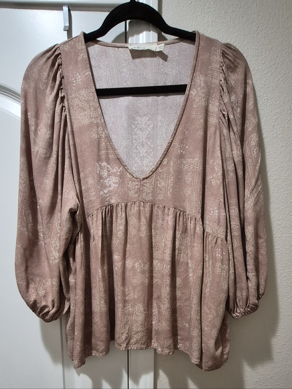 Millibon Boho Peplum Blouse | Size Large | Flowy Rayon Top Like New